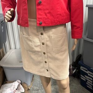 Loverichie women’s corduroy Beige button down Midi Skirt size M